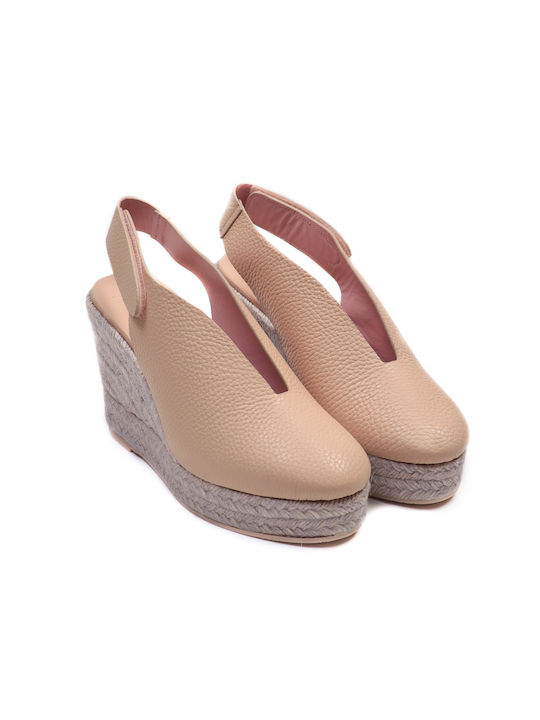 Ras Women's Leather Platform Espadrilles Beige