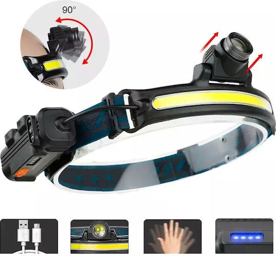 Ideahellas Rechargeable Headlamp LED IPX4 with Maximum Brightness 1600lm Bright 40 4pcs Black