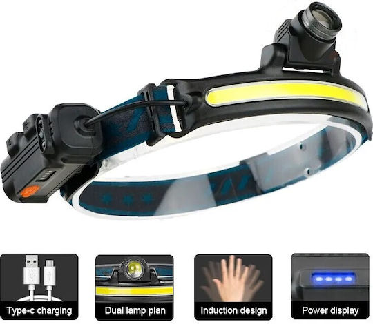 Ideahellas Rechargeable Headlamp LED IPX4 with Maximum Brightness 1600lm Bright 40 2pcs Black