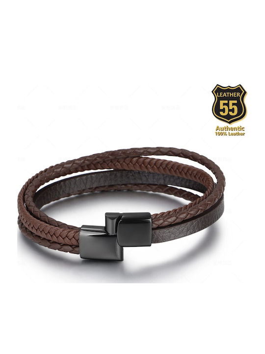 Leather 55 Ανδρικό Βραχιόλι Δερμάτινο