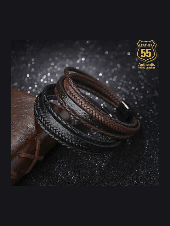 Leather 55 Ανδρικό Βραχιόλι από Δέρμα