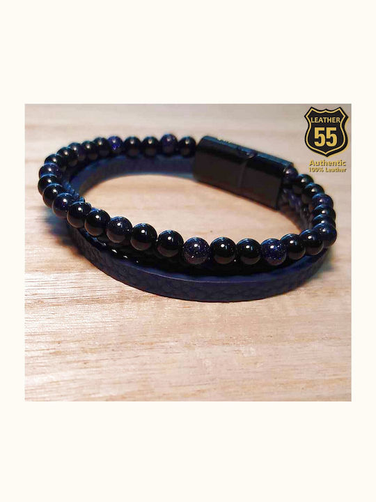Leather 55 Ανδρικό Βραχιόλι από Δέρμα