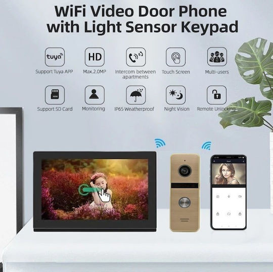 Joytimer Wireless Video Intercom Set Wi-Fi Black