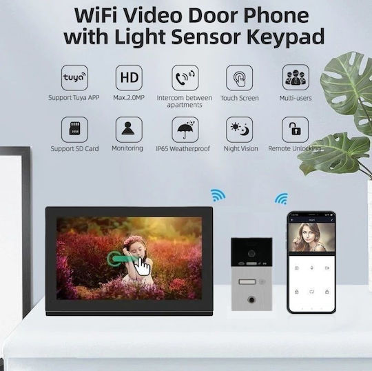 Joytimer Wireless Video Intercom Set Wi-Fi Black