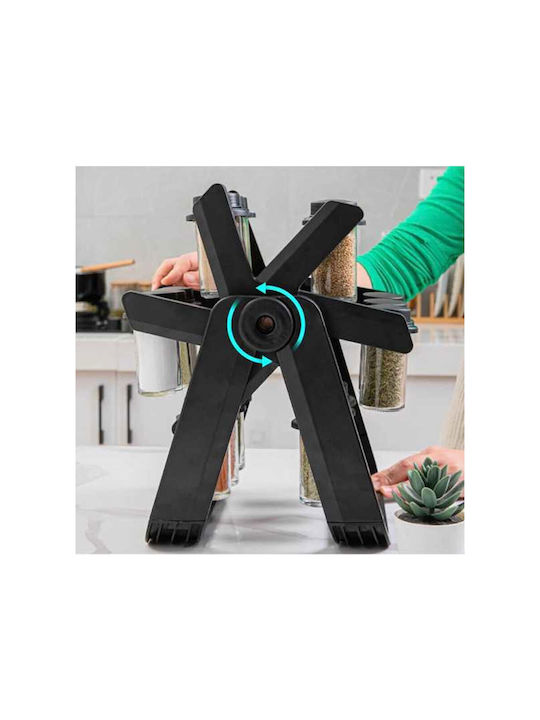 Plastic Tabletop Rotating Spice Rack Black