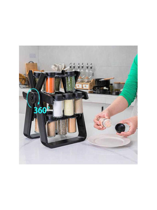 Plastic Tabletop Rotating Spice Rack Black