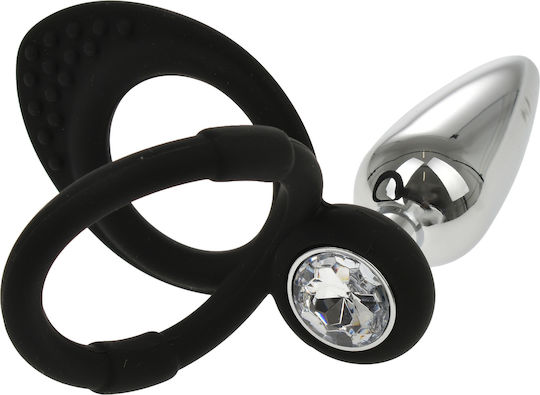 Kinksters Ring Cock with Anal Plug Silver 3126-0027
