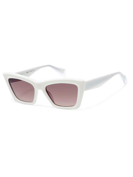 Gigi Barcelona Esmeralda Women's Sunglasses with White Plastic Frame and Pink Gradient Lens 6868/0