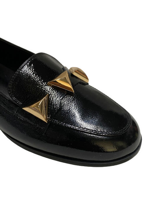 Patent Leather Women's Moccasins in Black Color