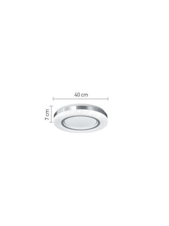 Inlight 3cct Deckenleuchte 40cm Weiß/Silberfarbenes Acryl mit Integrierter LED
