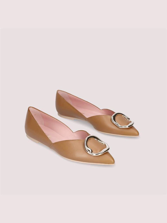 Pretty Ballerinas Piele Pointy Ballerinas Tabac maro