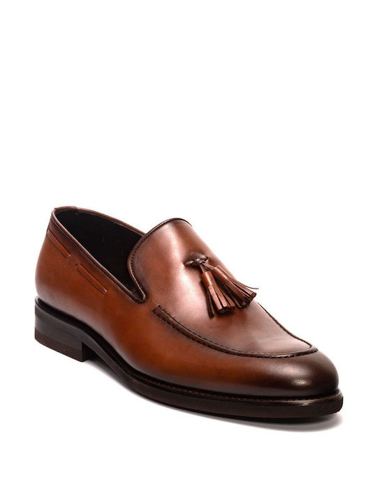 Perlamoda Men's Leather Loafers Tabac Brown