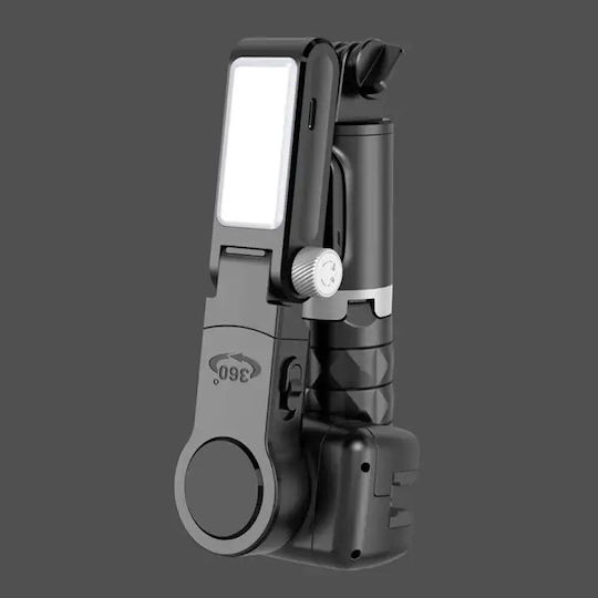 Andowl Q18 Selfie Stick Τρίποδο Κινητού Bluetooth με Φωτισμό Μαύρο