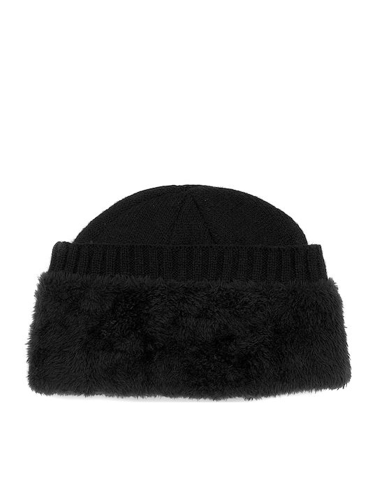 Beanie Unisex Σκούφος Πλεκτός σε Μαύρο χρώμα