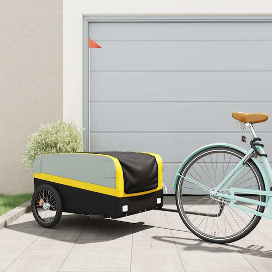 Vidaxl Bicycle Trailer Black Yellow 45 Kilograms Iron