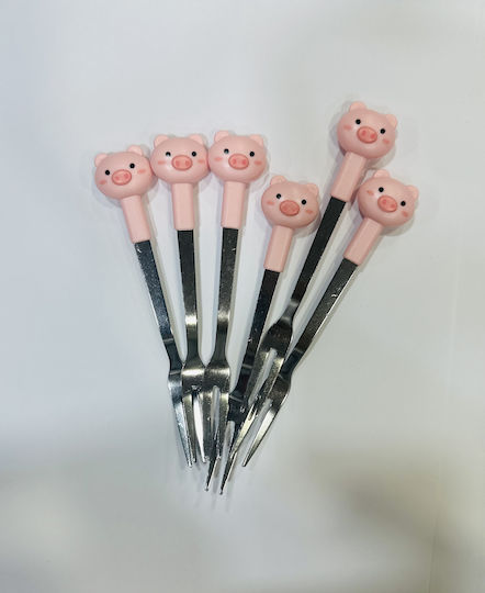 Inox Fruit/Dessert Fork Set Pink Mr.elephant 7pcs