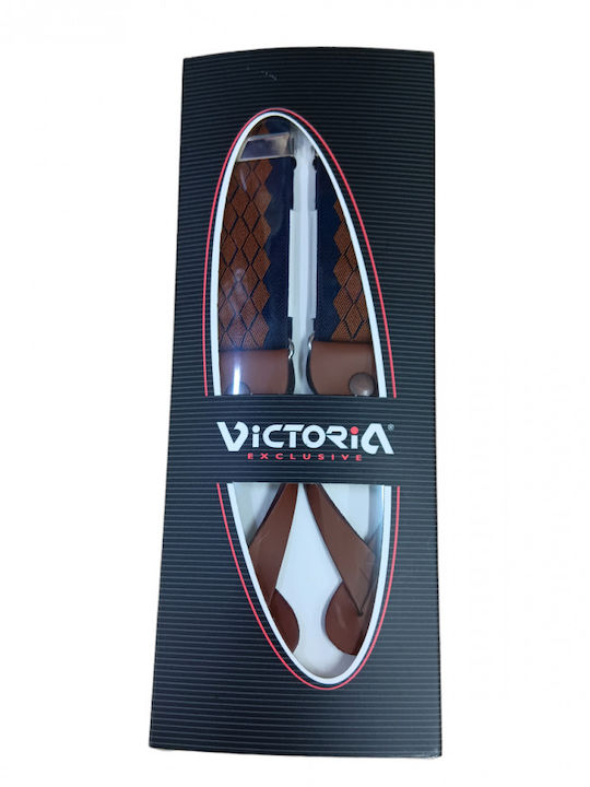 Victoria Τιράντες με Σχέδια Καρό Καφέ Μπλέ