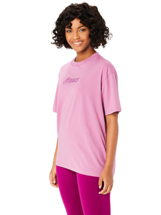 ASICS Logo Γυναικείο Αθλητικό T-shirt Ροζ