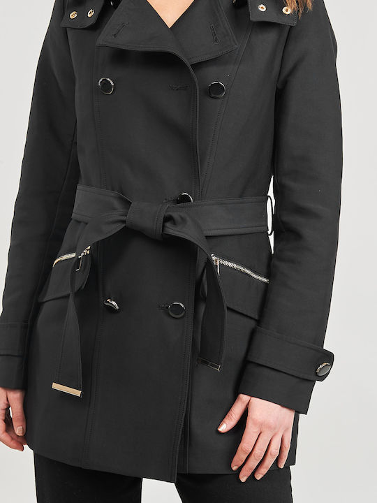 Women's Black Coat with Belt
