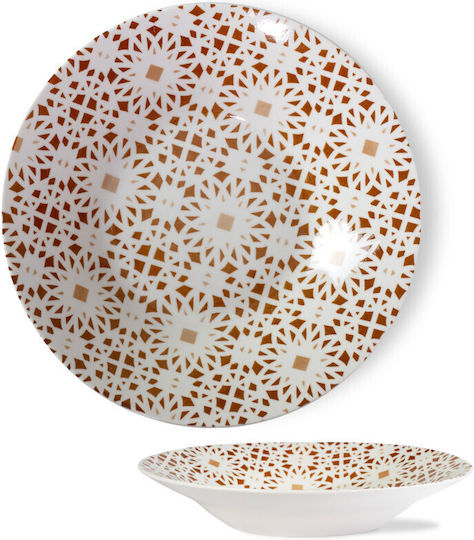 Viosarp Design Servierplatte Untiefe aus Porzellan Weiß mit Durchmesser 23cm