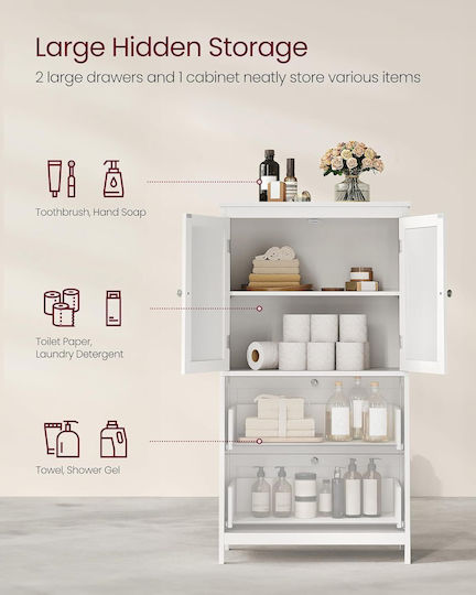 Vasagle Bathroom Cabinet L60xW30xH110cm White