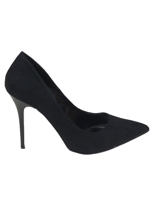 Malena Suede Pointed Toe Black Heels