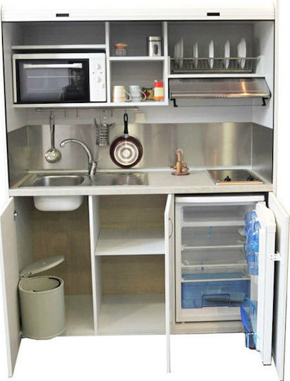Silver ΚΣ160 Πολυκουζινάκι με Αριστερή Γούρνα 160x65x209cm Καρυδί