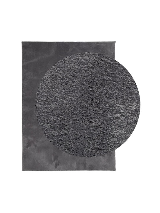 vidaXL Huarte Rutschfest Teppich Rechteckig Synthetisch,Polyester/Cotton/Leather Charcoal