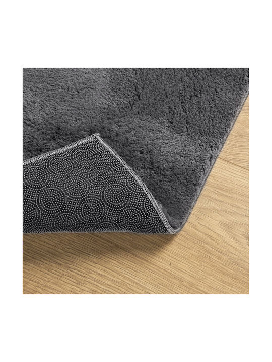 vidaXL Huarte Rutschfest Teppich Rechteckig Synthetisch,Polyester/Cotton/Leather Charcoal