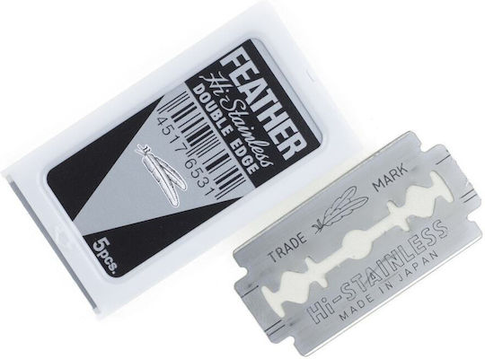 Feather Hi Stainless Platinum Double Edge Ανταλλακτικές Λεπίδες 5τμχ