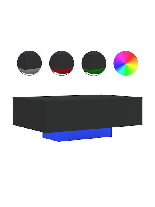 Rectangular Central Wooden Black Coffee Table W85xL55xH31cm