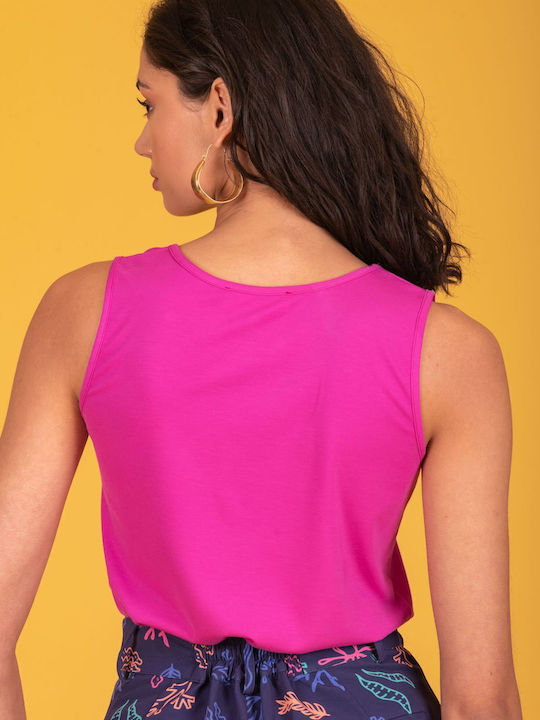 Bluze Damă cu Bretele decolteu Decolteu Tip Zâmbet Fuchsia