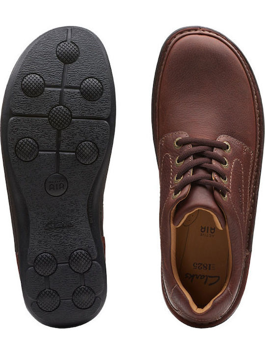 Clarks Nature Three Δερμάτινα Ανδρικά Casual Παπούτσια Ανατομικά Καφέ