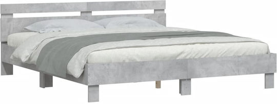 Bett Übergröße Holz Grey Concrete mit Latten für Matratze 160x200cm