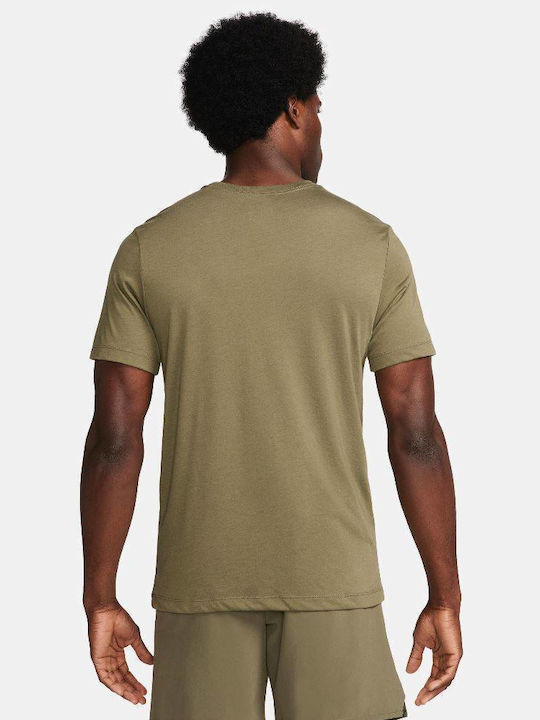 Nike Fitness Men's Athletic T-shirt Short Sleeve Dri-Fit Medium Olive