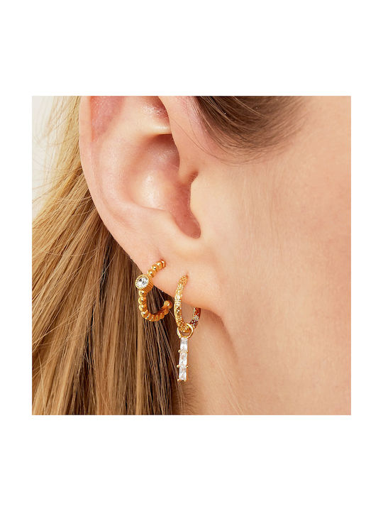 Earrings made of Steel Gold Plated with Diamond