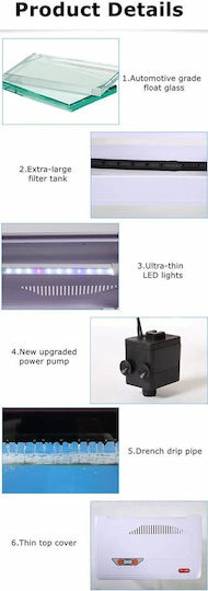 Led Аквариум за риби С капацитет 123лт с Филтър и 79x60x60см. Черен