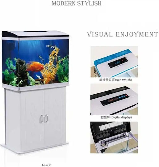 Led Fish Aquarium Capacity 81lt with 61x54x54cm White
