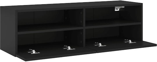 TV Stand Wooden Black Velvet-Black Metal L100xW30xH30cm