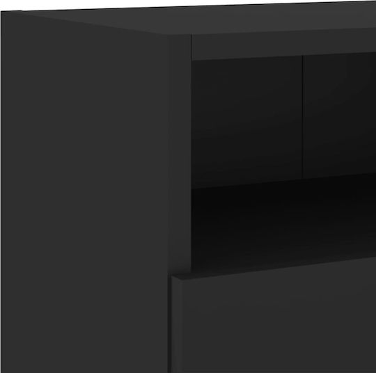 TV Stand Wooden Black Velvet-Black Metal L100xW30xH30cm