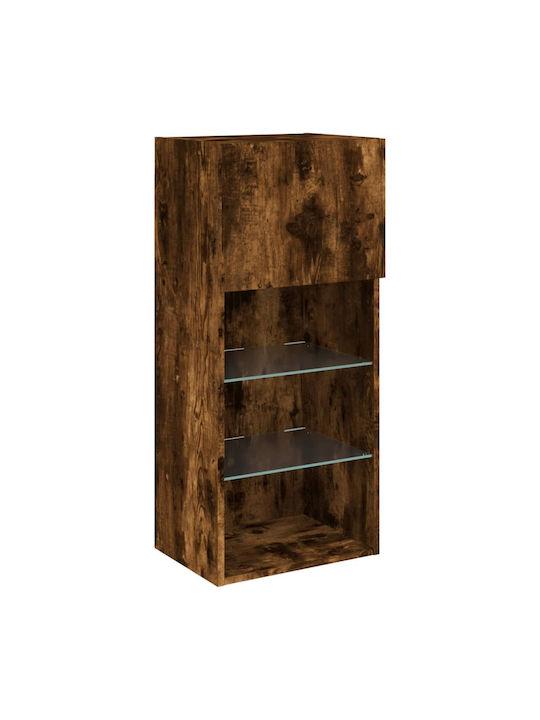 Hanging Living Room Cabinet Made of Particle Board with Lighting Smoky Oak 40.5x30x90cm