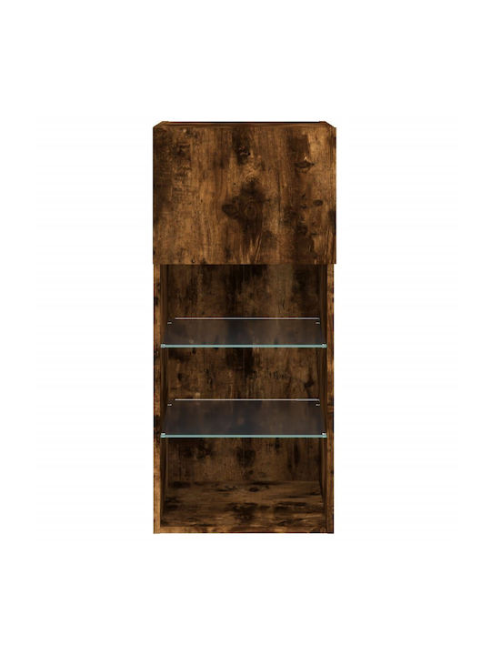 Hanging Living Room Cabinet Made of Particle Board with Lighting Smoky Oak 40.5x30x90cm