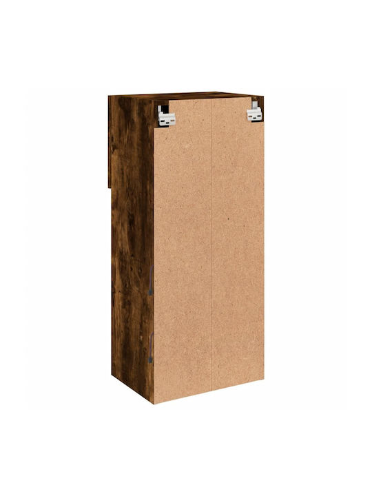 Hanging Living Room Cabinet Made of Particle Board with Lighting Smoky Oak 40.5x30x90cm