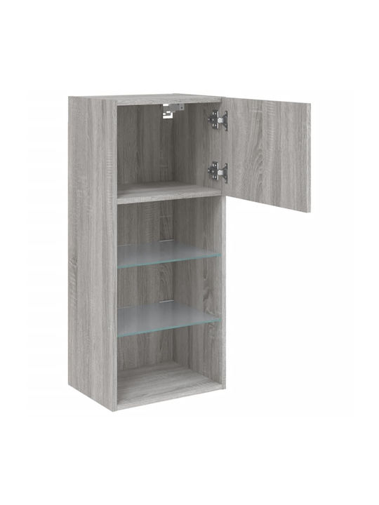 Wall-Mounted Living Room Cabinet made of Particle Board with Lighting Grey Sonoma 40.5x30x90cm