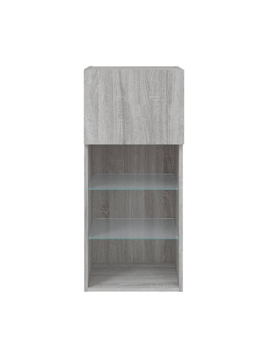 Wall-Mounted Living Room Cabinet made of Particle Board with Lighting Grey Sonoma 40.5x30x90cm