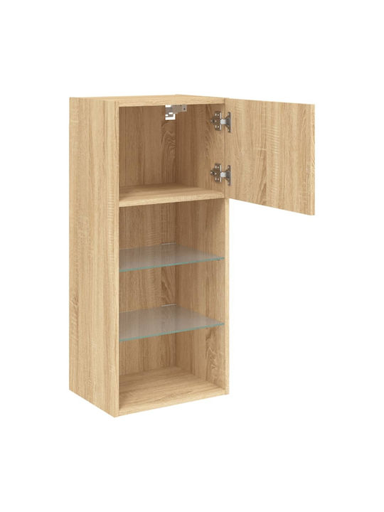 Hanging Living Room Cabinet made of Particle Board with Lighting Sonoma Oak 40.5x30x90cm