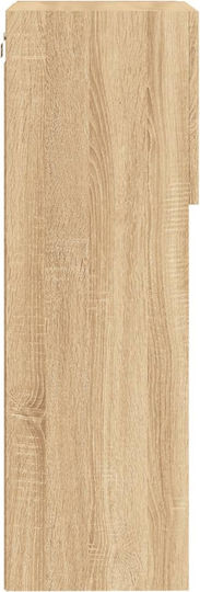 Hängeschrank fürs Wohnzimmer aus Spanplatte in Sonoma-Eiche mit LED-Beleuchtung 40.5x30x90cm
