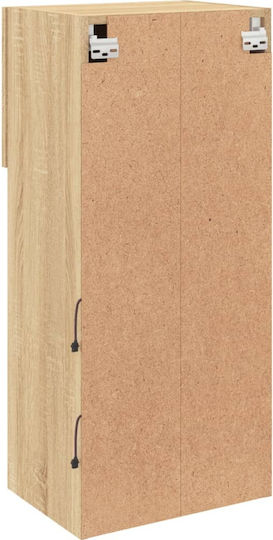 Hängeschrank fürs Wohnzimmer aus Spanplatte in Sonoma-Eiche mit LED-Beleuchtung 40.5x30x90cm