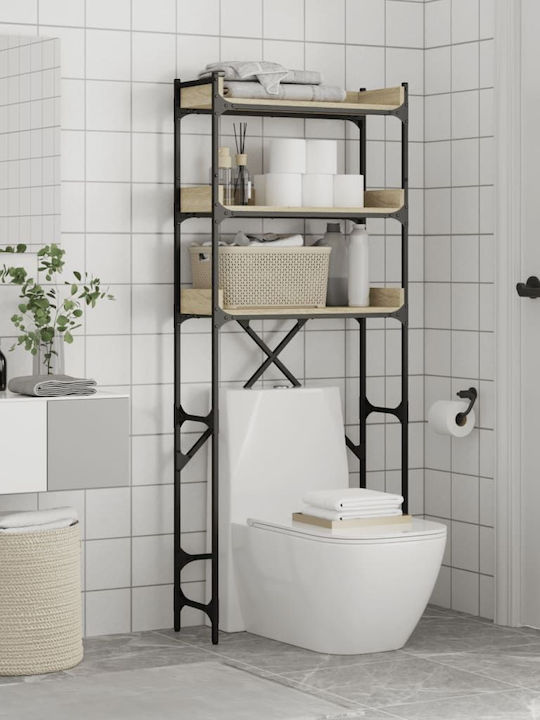 vidaXL Rafturi de baie Raft Baie Lemn cu 3 Rafturi 67x25x163cm Albastră