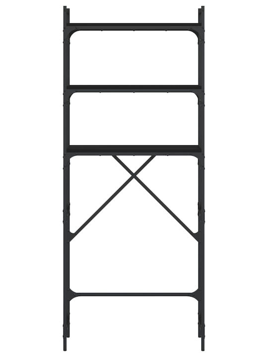 vidaXL Rafturi de baie Raft Baie Lemn cu 3 Rafturi 67x25x163cm Neagră